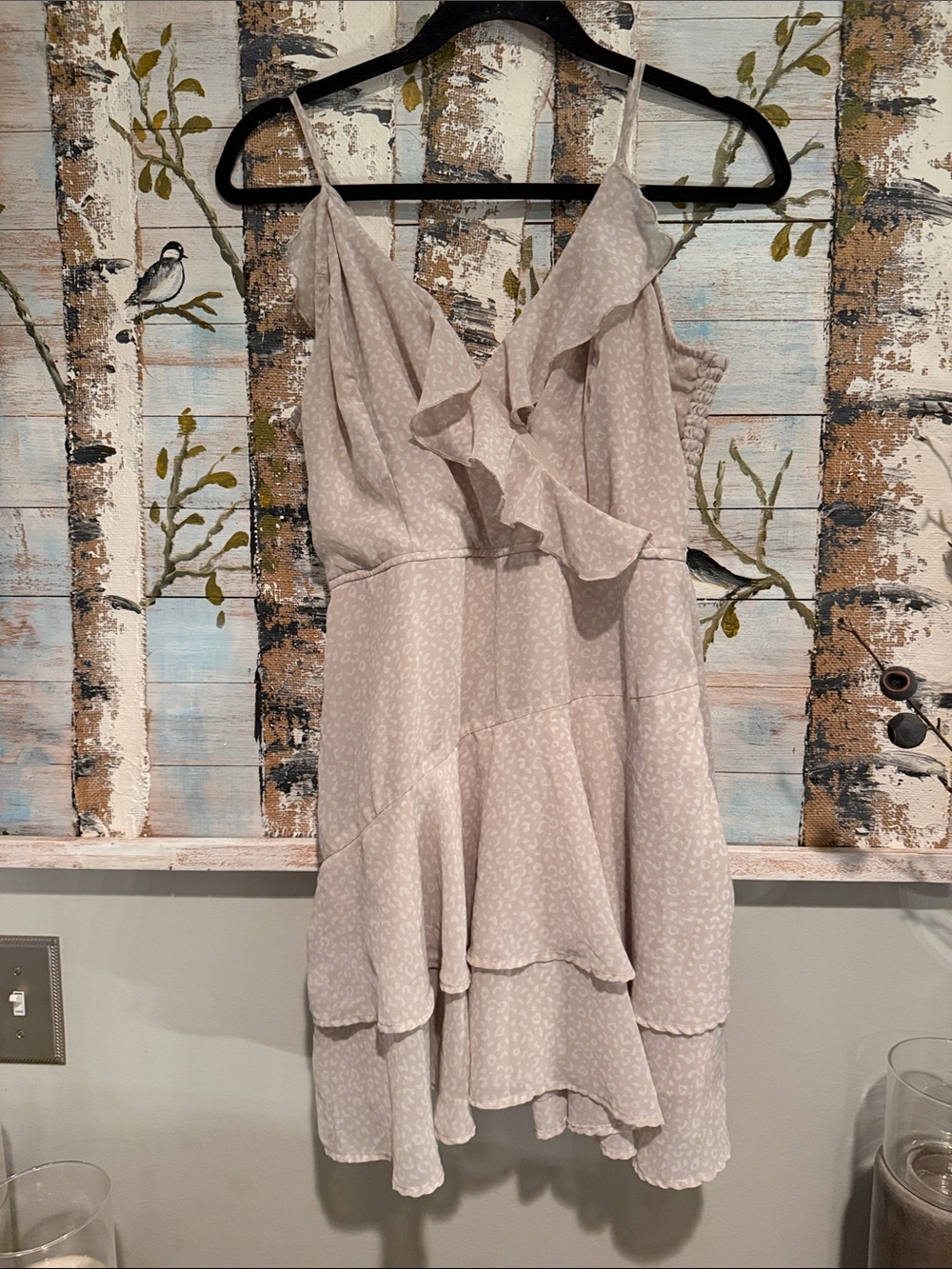 Japna Light Beige Ruffle Tiered Mini Romper